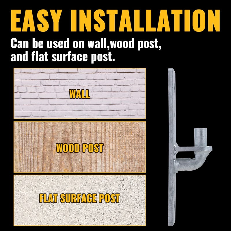 VIVIDA Wall Mount Gate Hinge 2 PCS, Heavy Duty Flat Back Farm Gate Hinge with 5/8"" Pin, Chain Link Fence Parts, Galvanized Steel - Image 4